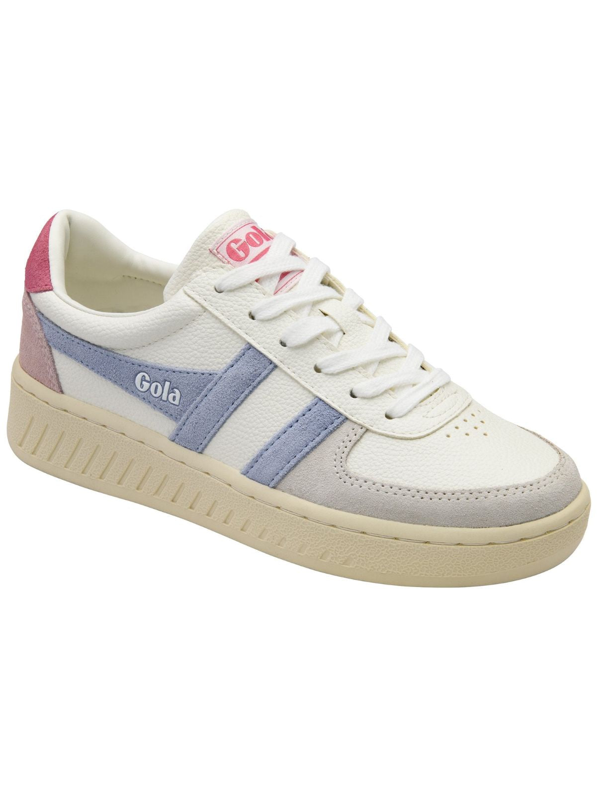 Gola Grandslam Trident Sneaker in White/Air/ Flouro Pink