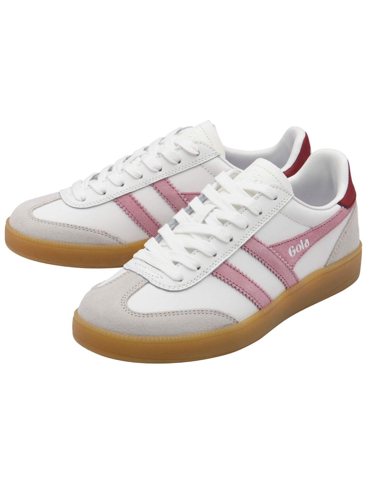 Gola Viper Leather Sneaker in White/Candy/Deep Red/Gum