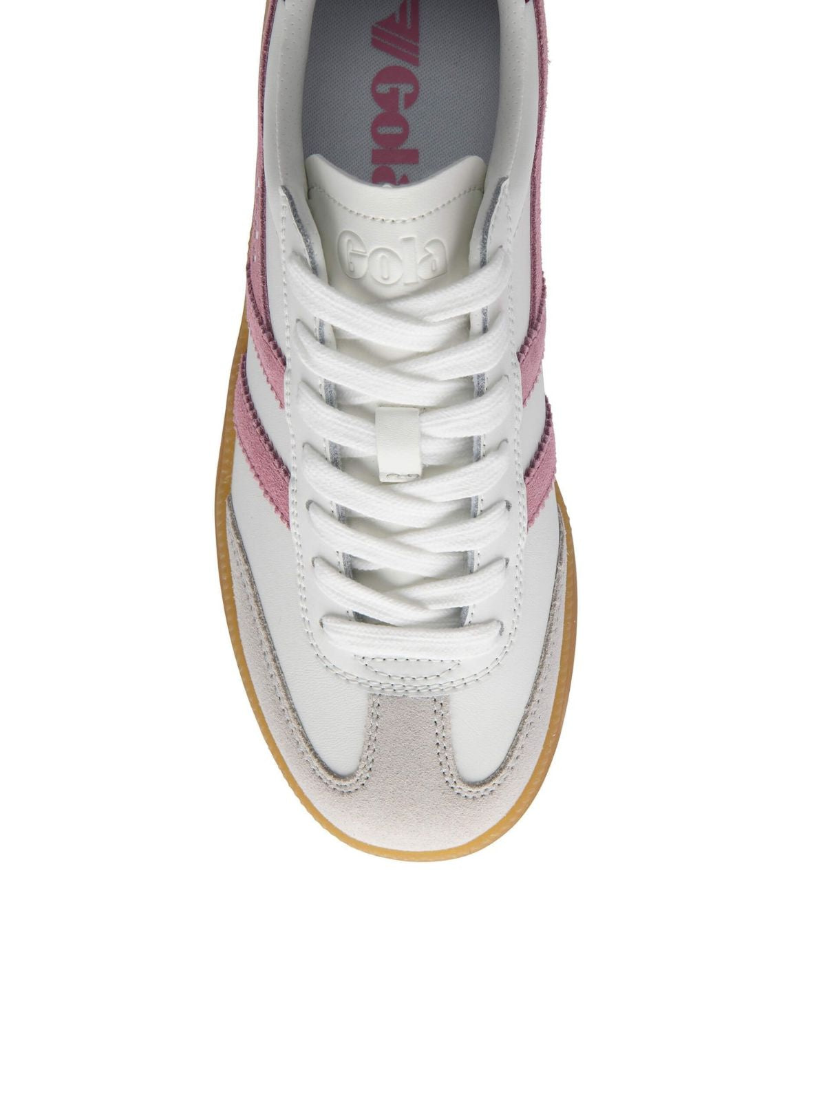 Gola Viper Leather Sneaker in White/Candy/Deep Red/Gum