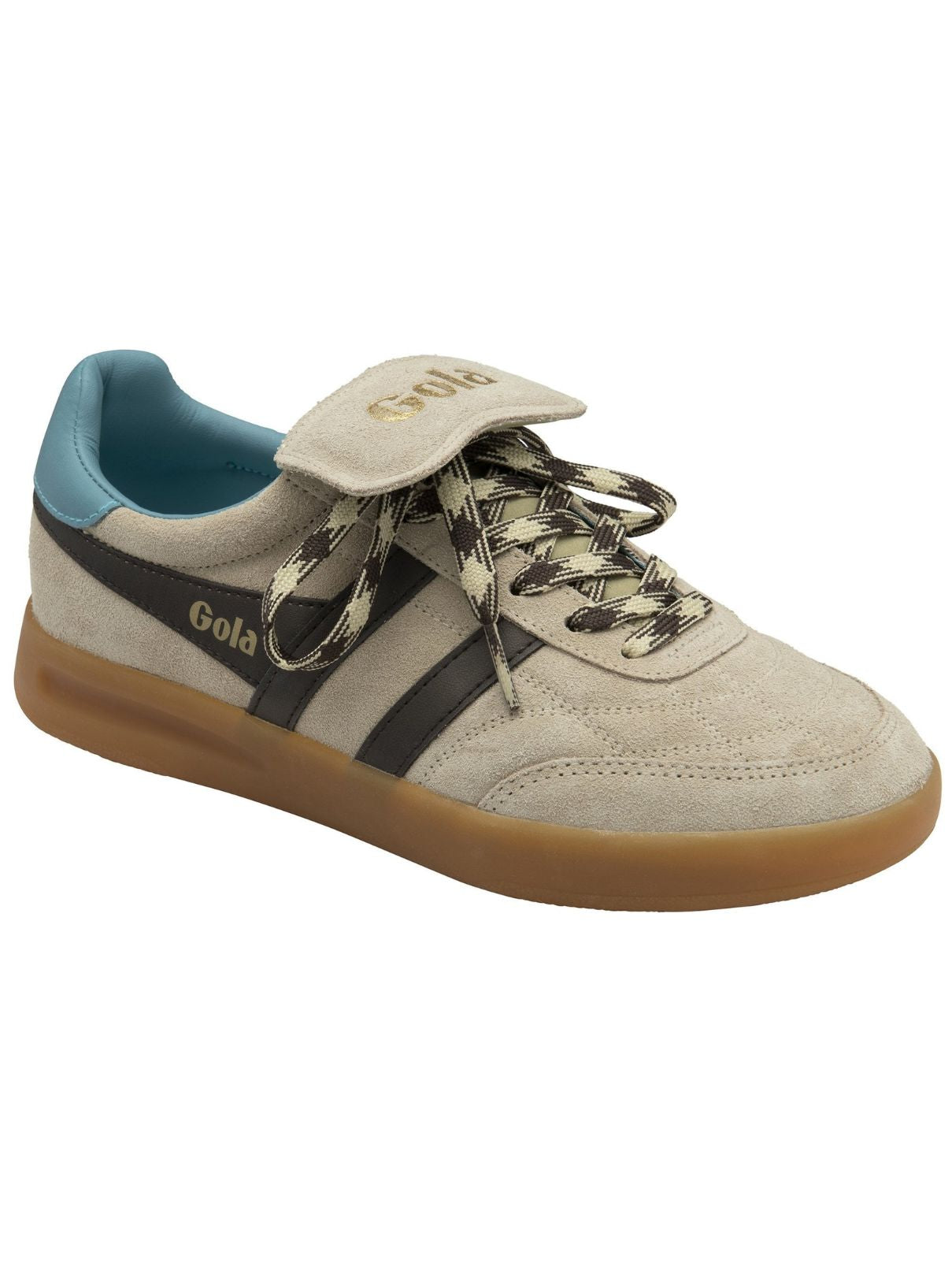 Gola Viper Leather Sneakers in White/Cameo/Dk Brown/Gum
