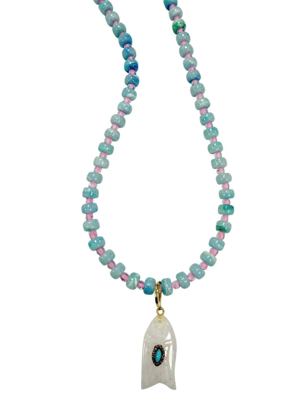 Hampton Beaded Fish Charm Necklace in Blue