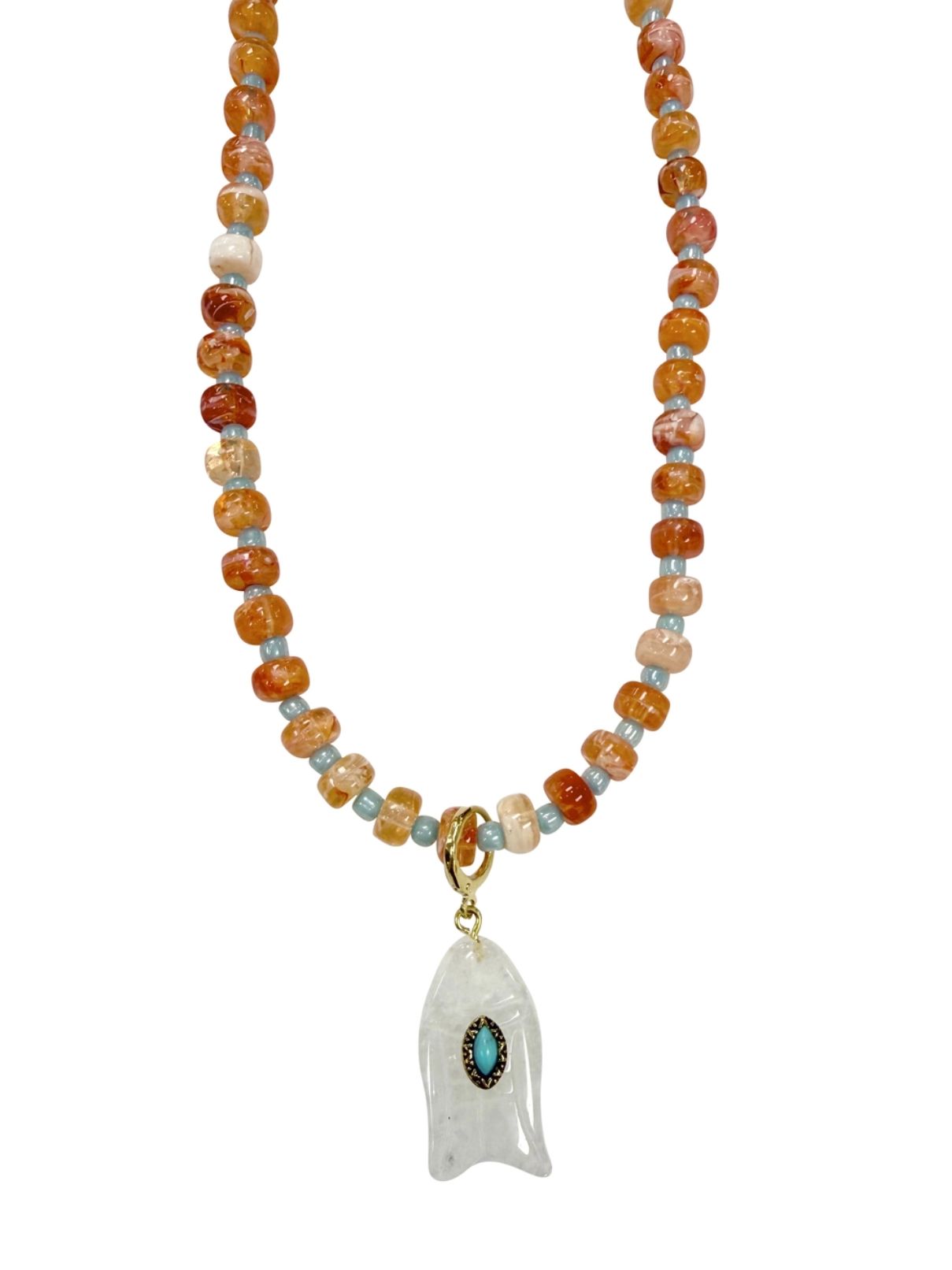 Hampton Beaded Fish Charm Necklace in Orange