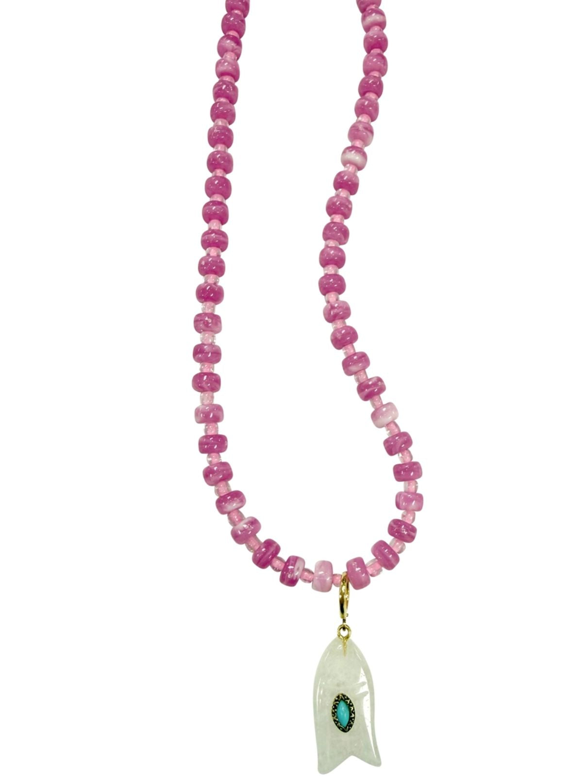 Hampton Beaded Fish Charm Necklace in Pink