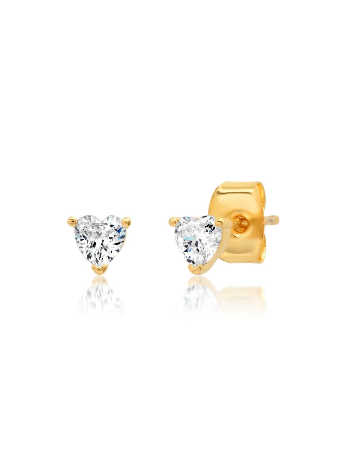 Heart Shaped CZ Stud Earrings in Gold