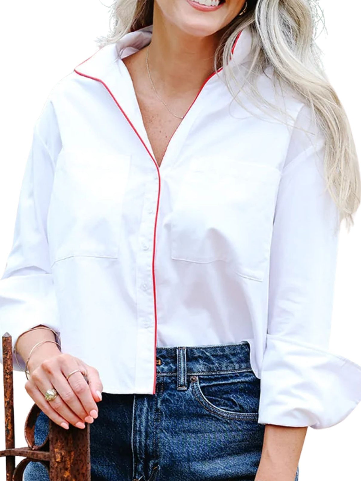 Heidi Houston Piper Cotton Top in Red