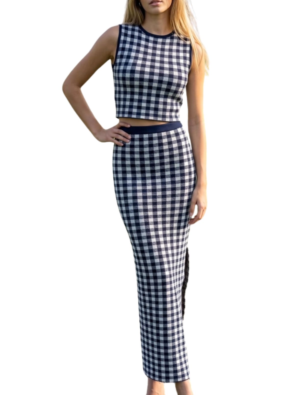 Hilltop Check Set – Navy
