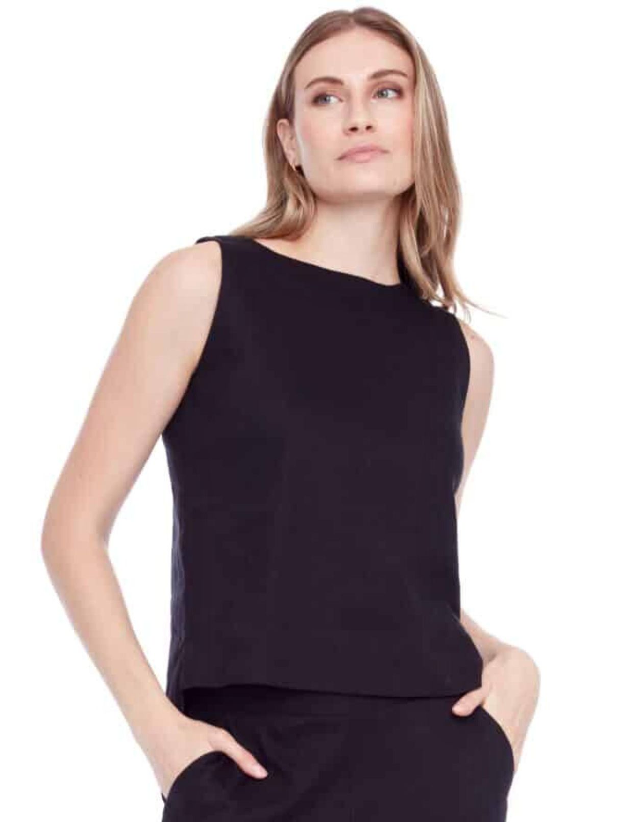 I Love Tyler Madison Lila Sleeveless Linen Top in Black