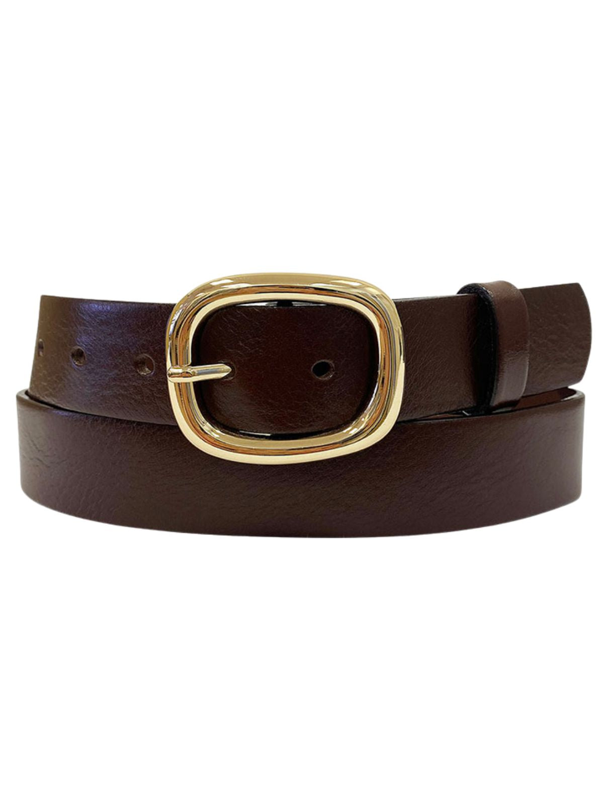 Italian Leather Belt with Center Bar Buckle – Brown