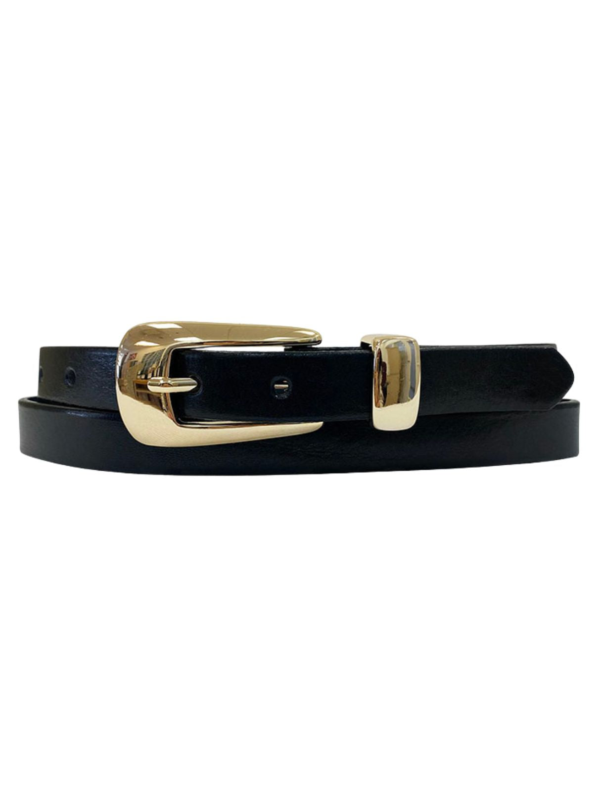 Italian Leather Belt with Gold Buckle – Black