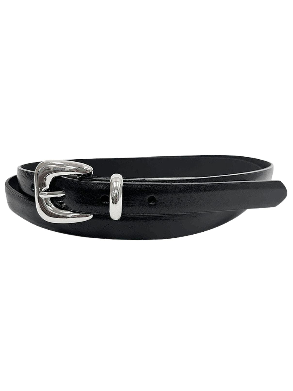 Italian Leather Belt with Nickel Buckle – Black