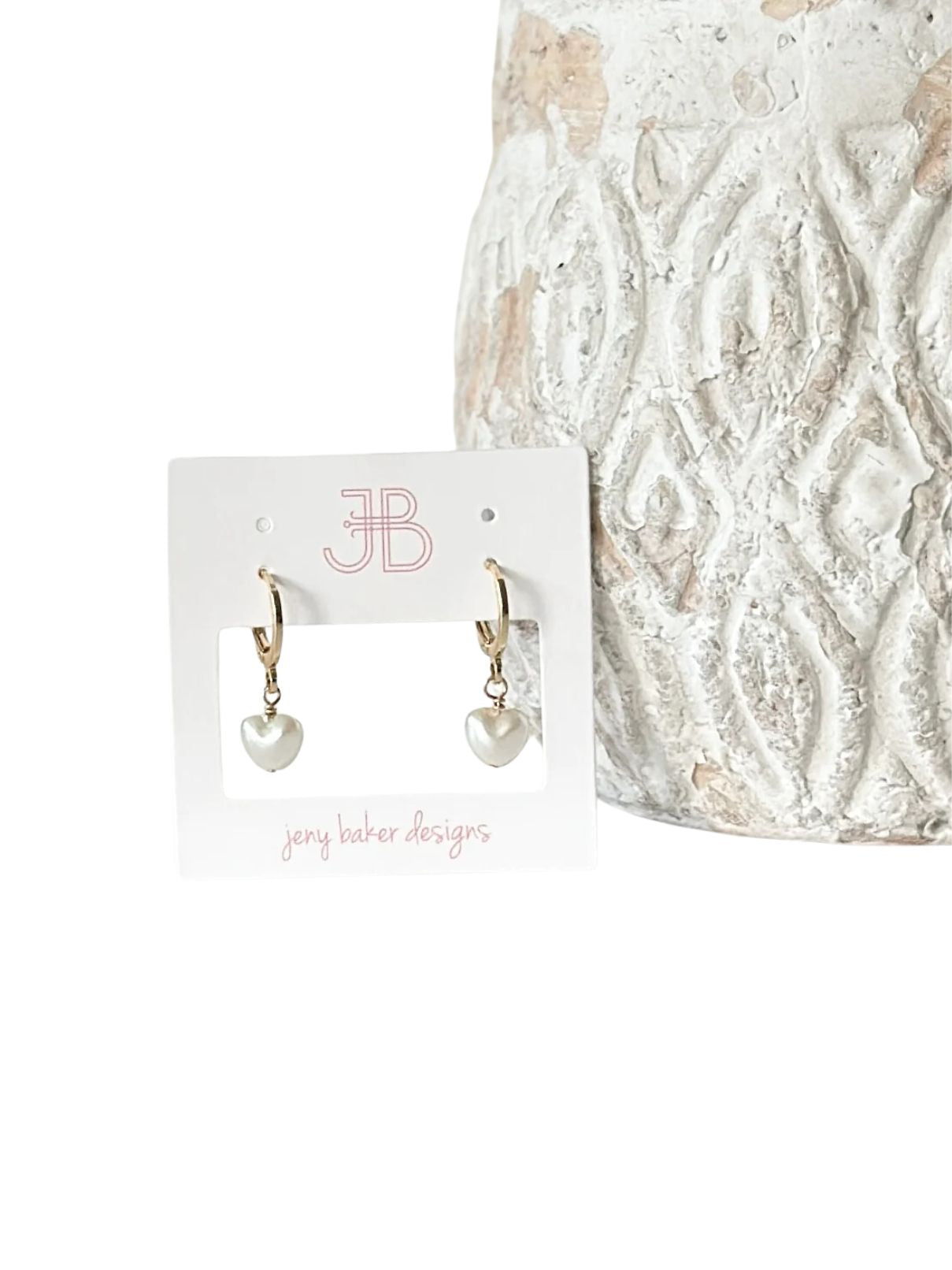 Jeny Baker Puffy Pearl Heart Huggie