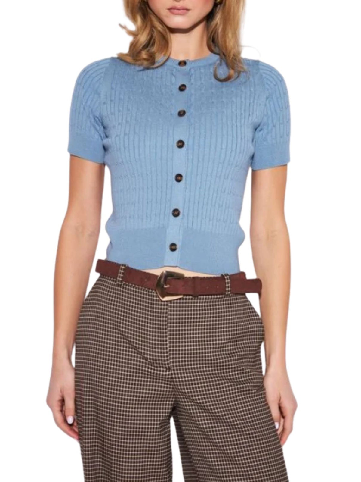 John + Jenn Eddie Knit Tee Cardigan in Clear Sky