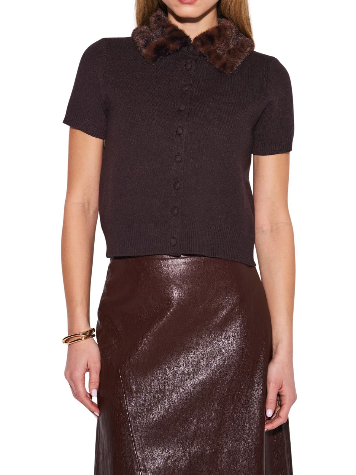 John + Jenn Hanson Statement Collar Sweater in Lavish Leopard