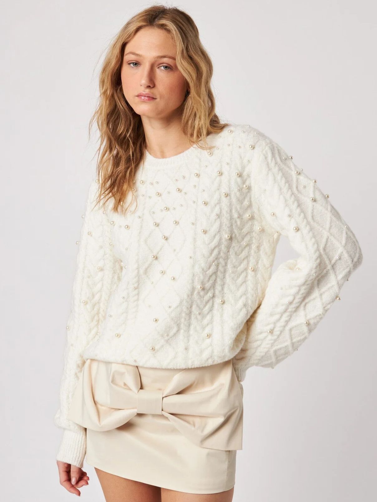 John & Jenn Lux Pearly Cable Sweater