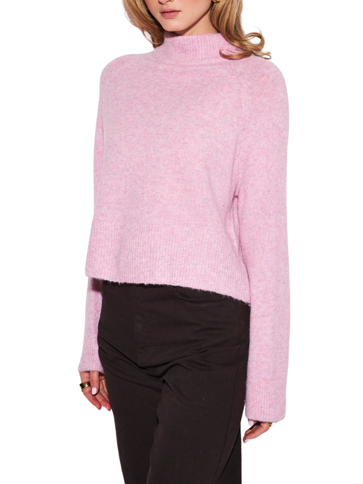 John + Jenn Oliver Mockneck Sweater in Petal Pink