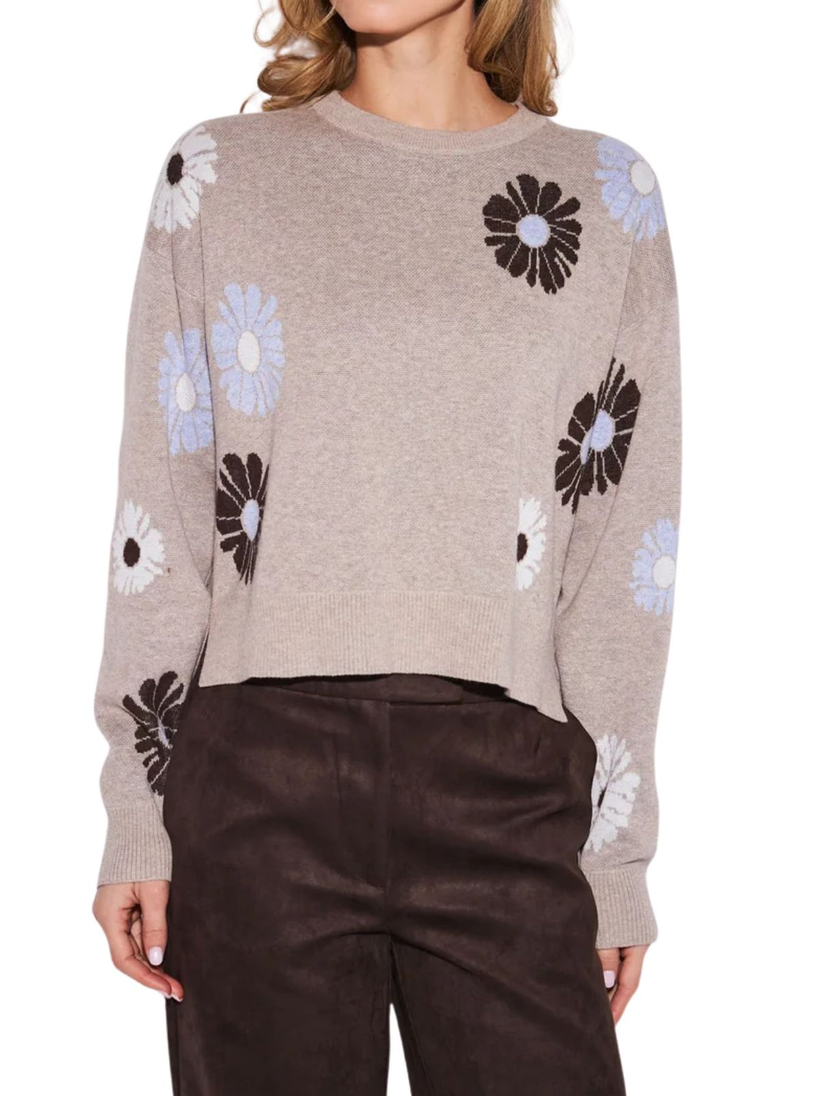 John + Jenn Presley Flower Crewneck Sweater in Rose Bouquet