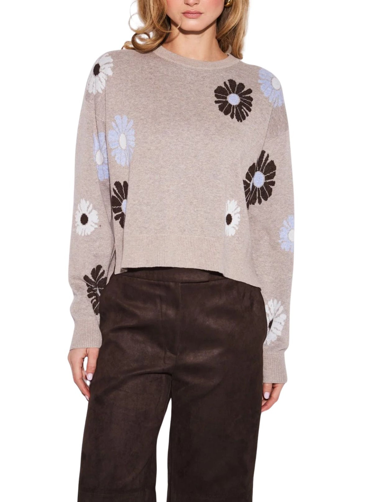 John + Jenn Presley Flower Crewneck Sweater in Rose Bouquet
