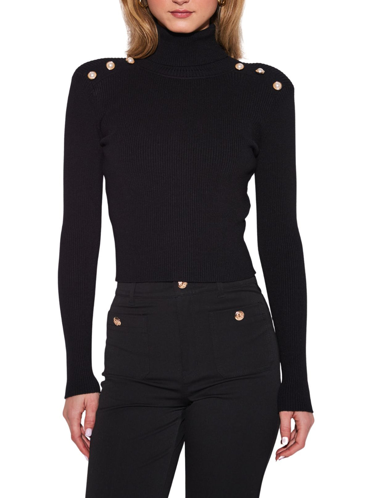 John + Jenn Raven Turtleneck Sweater in Caviar