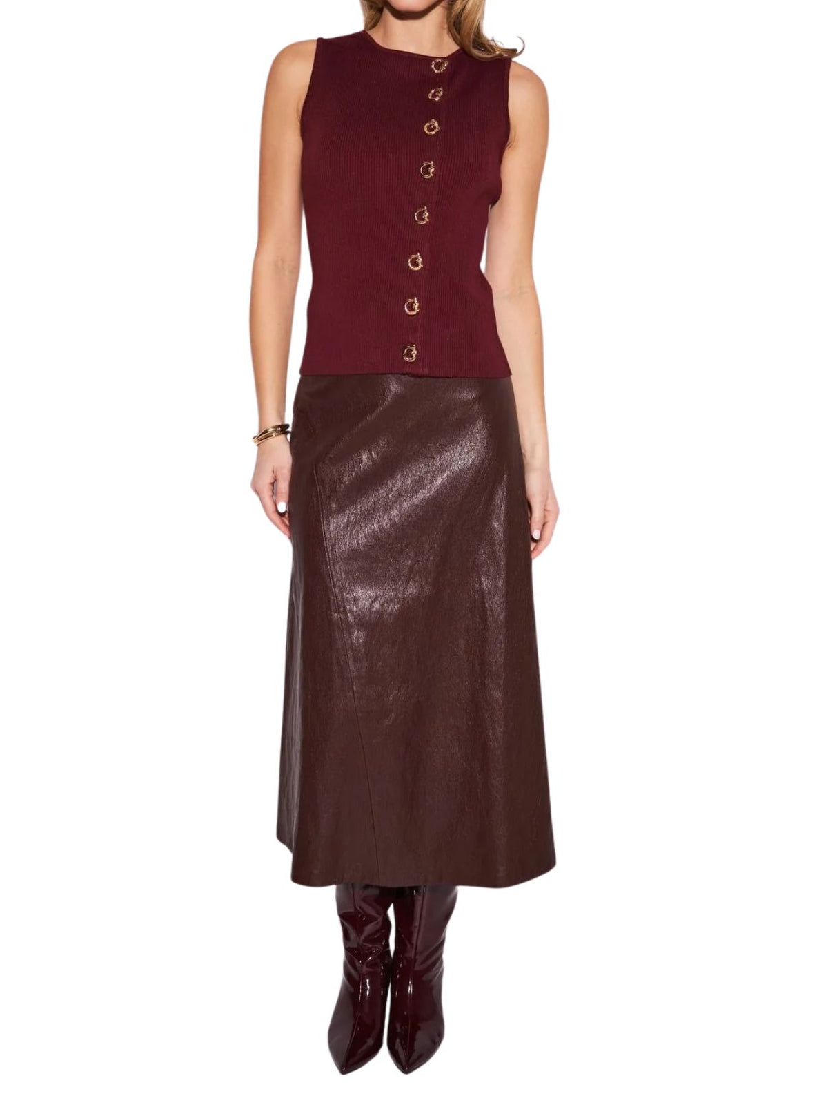 John + Jenn Sutton Ribbed Top in Merlot