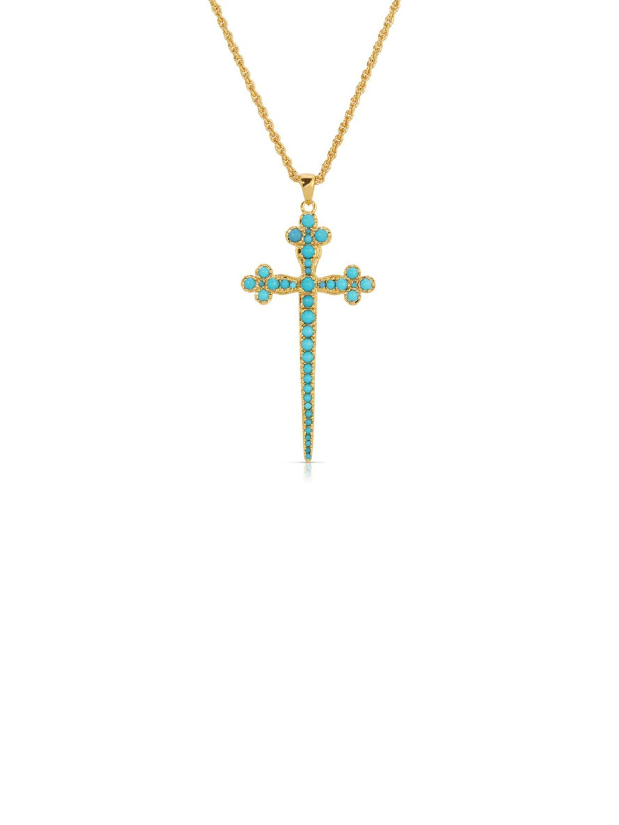Joy Dravecky Athena Cross Necklace in  Turquoise