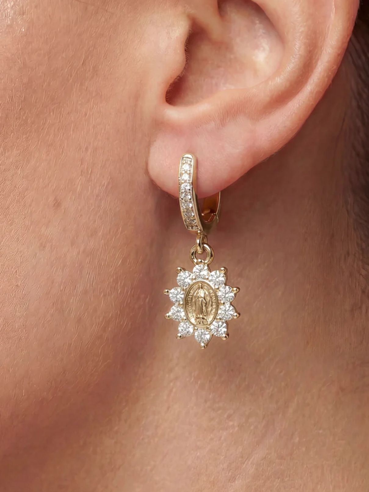 Joy Dravecky Mini Heirloom Huggie Earrings in Gold