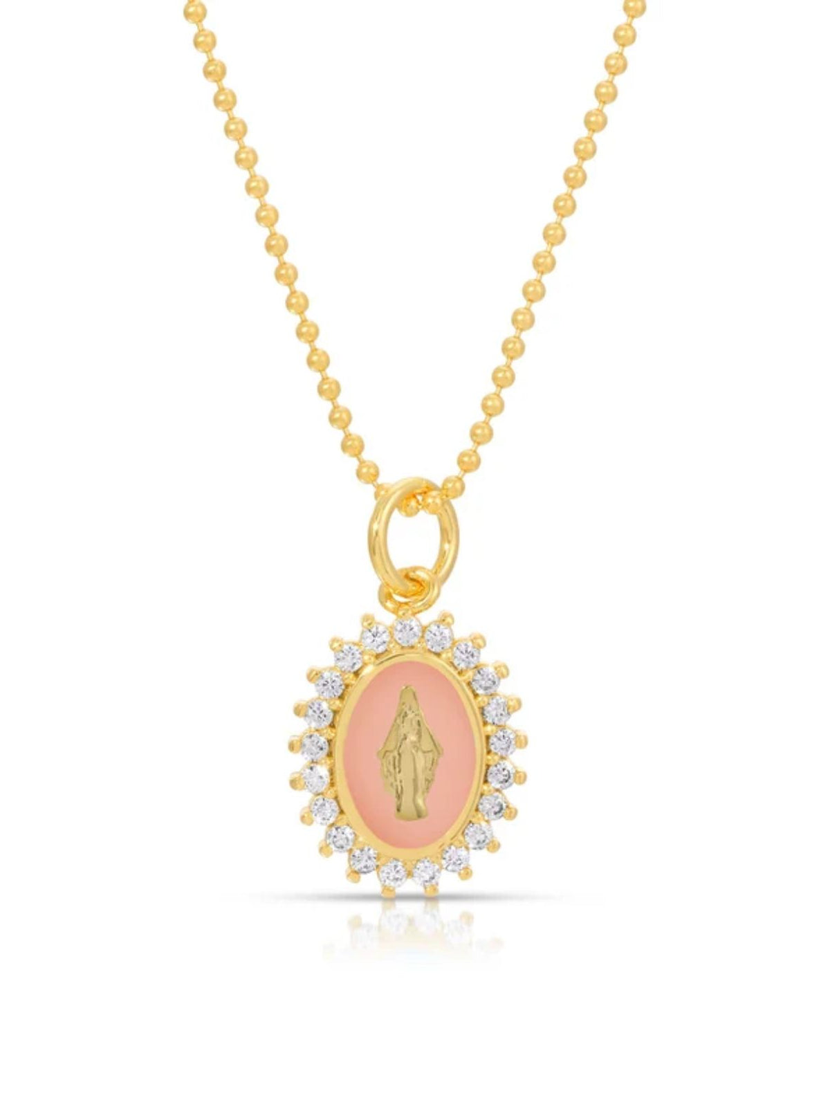 Joy Dravecky Mini Lady Lourdes Necklace in Baby Pink