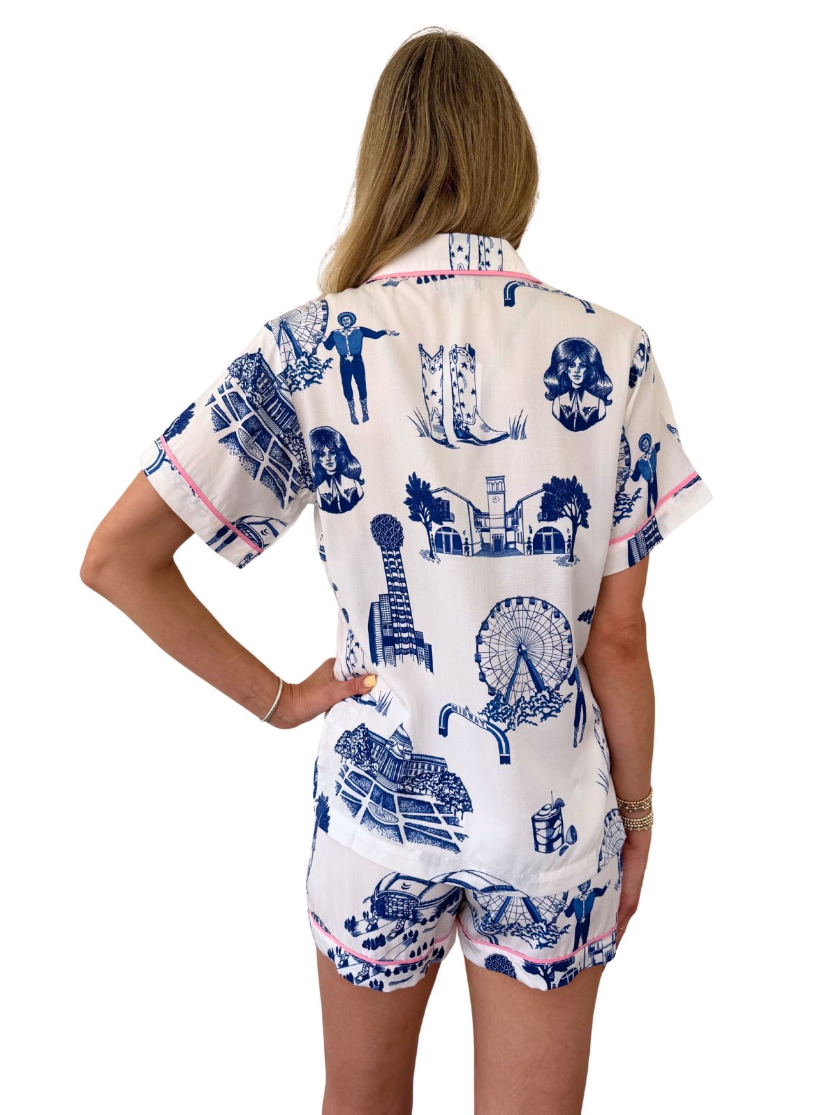 Katie Kime Dallas Toile Pajama Set in Navy