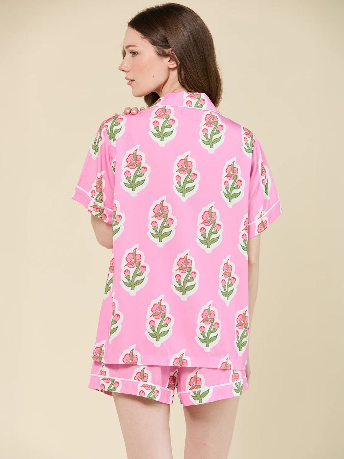 Katie Kime Floret Short Pajama Set in Pink