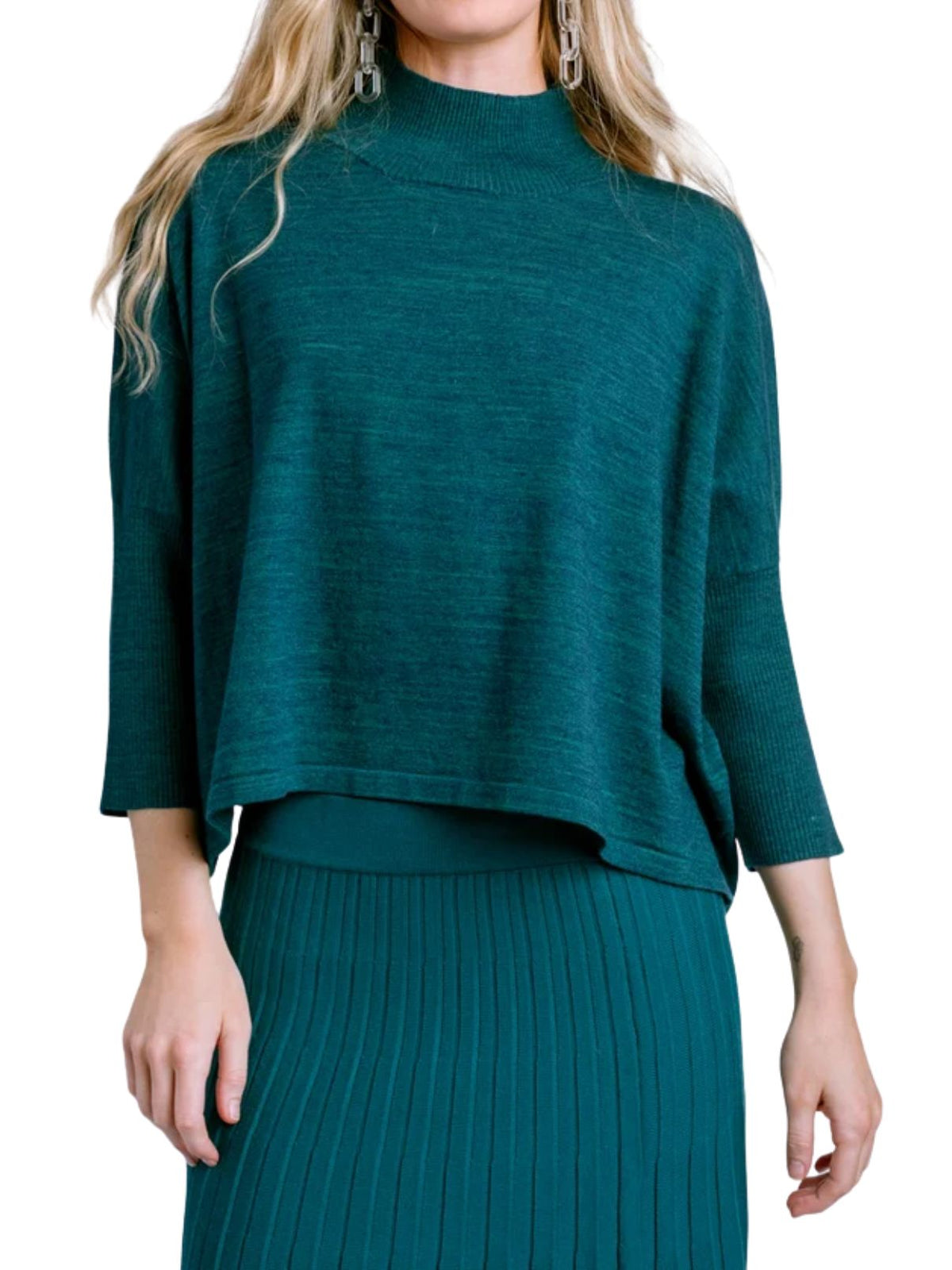 Kerisma Aja Ortho Mock Neck Sweater Top in Heathered Teal