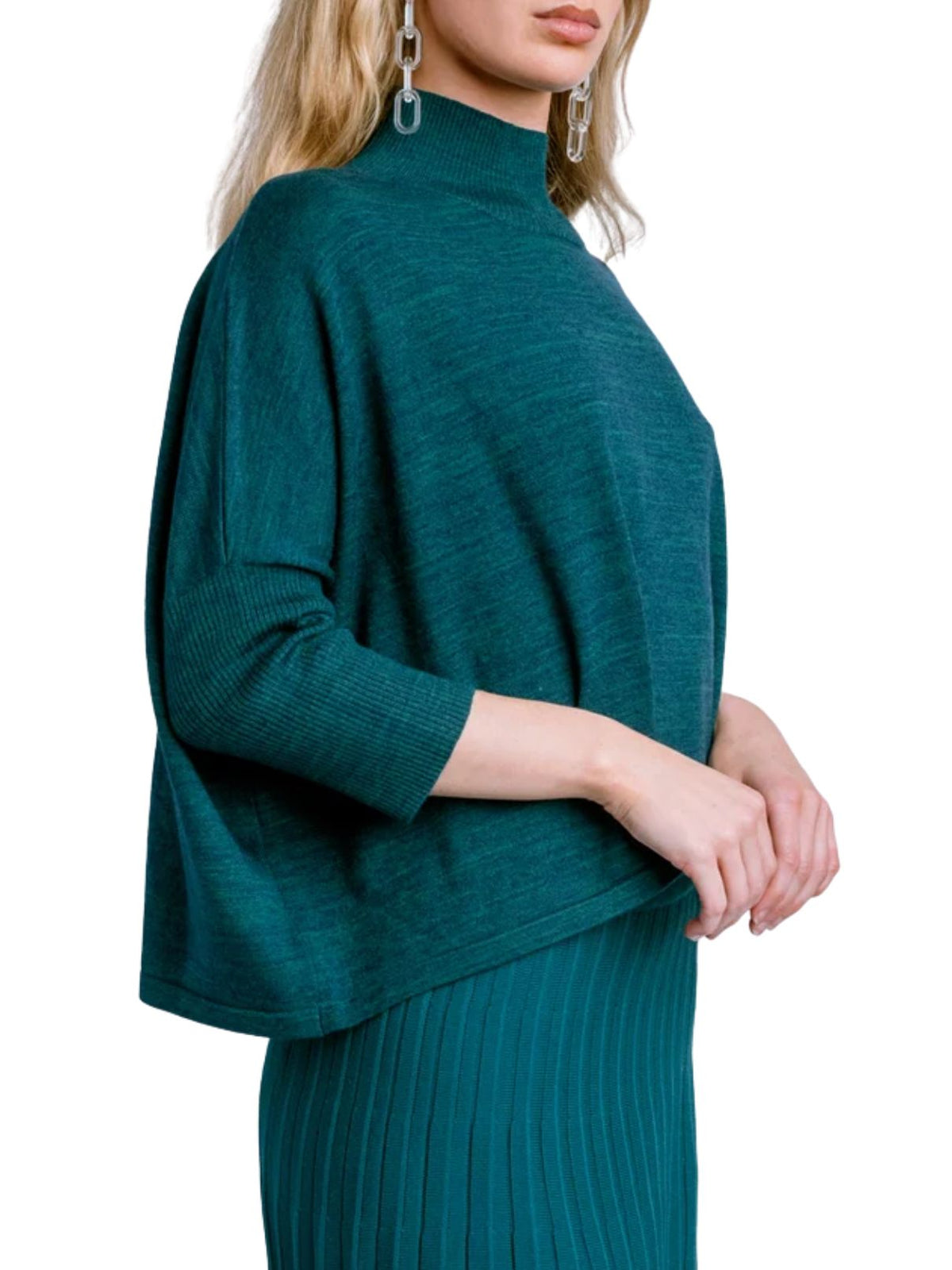 Kerisma Aja Ortho Mock Neck Sweater Top in Heathered Teal