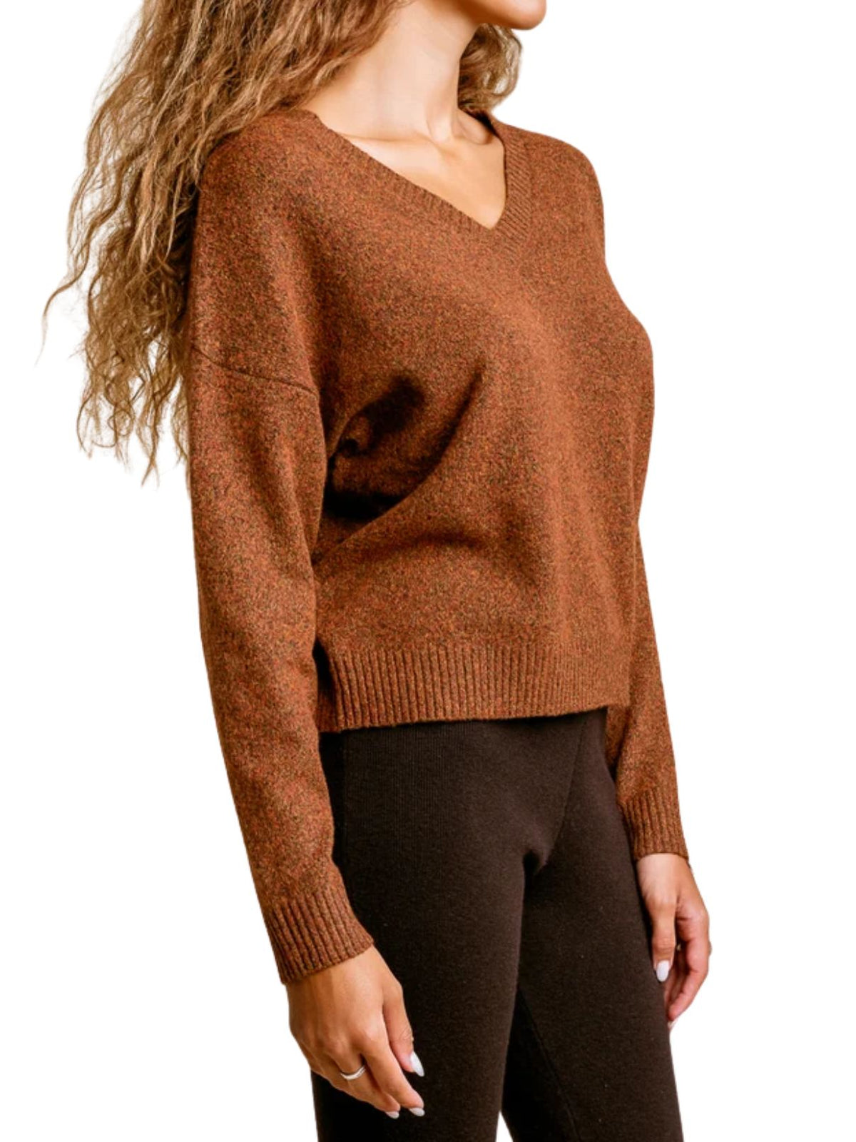 Kerisma Jacky V-Neck Sweater Top in Bonfire