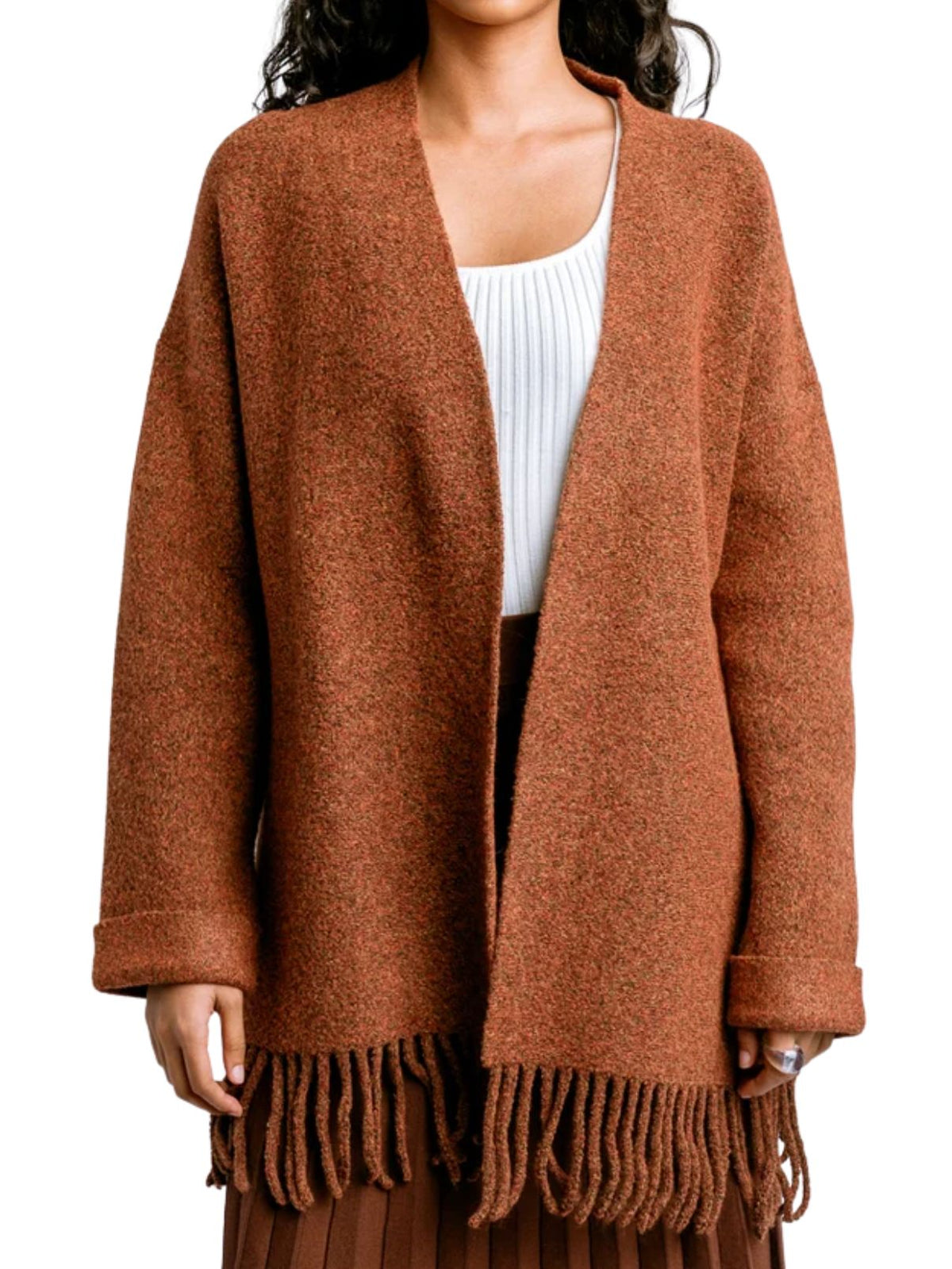 Kerisma Sachi Fringe Cardigan in Bonfire