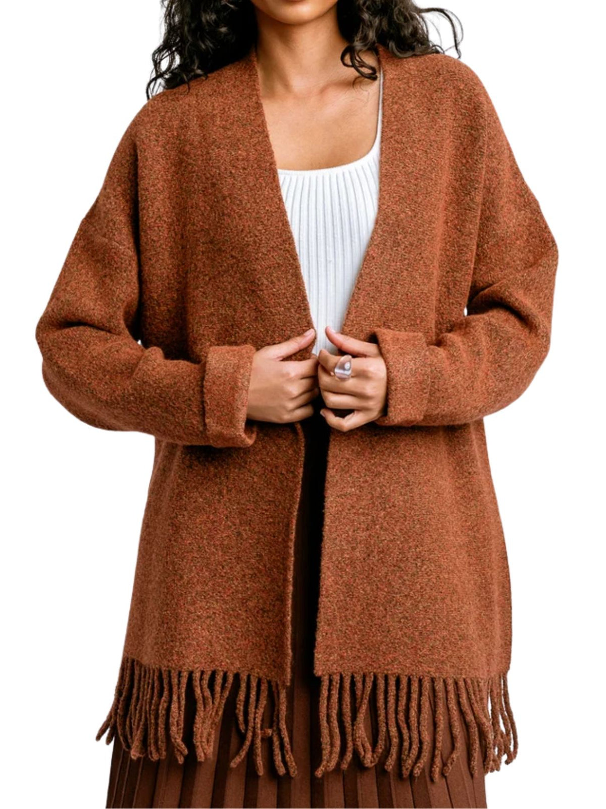 Kerisma Sachi Fringe Cardigan in Bonfire