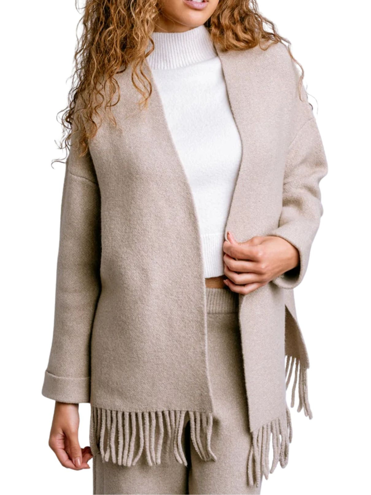 Kerisma Sachi Fringe Cardigan in Warm Wheat