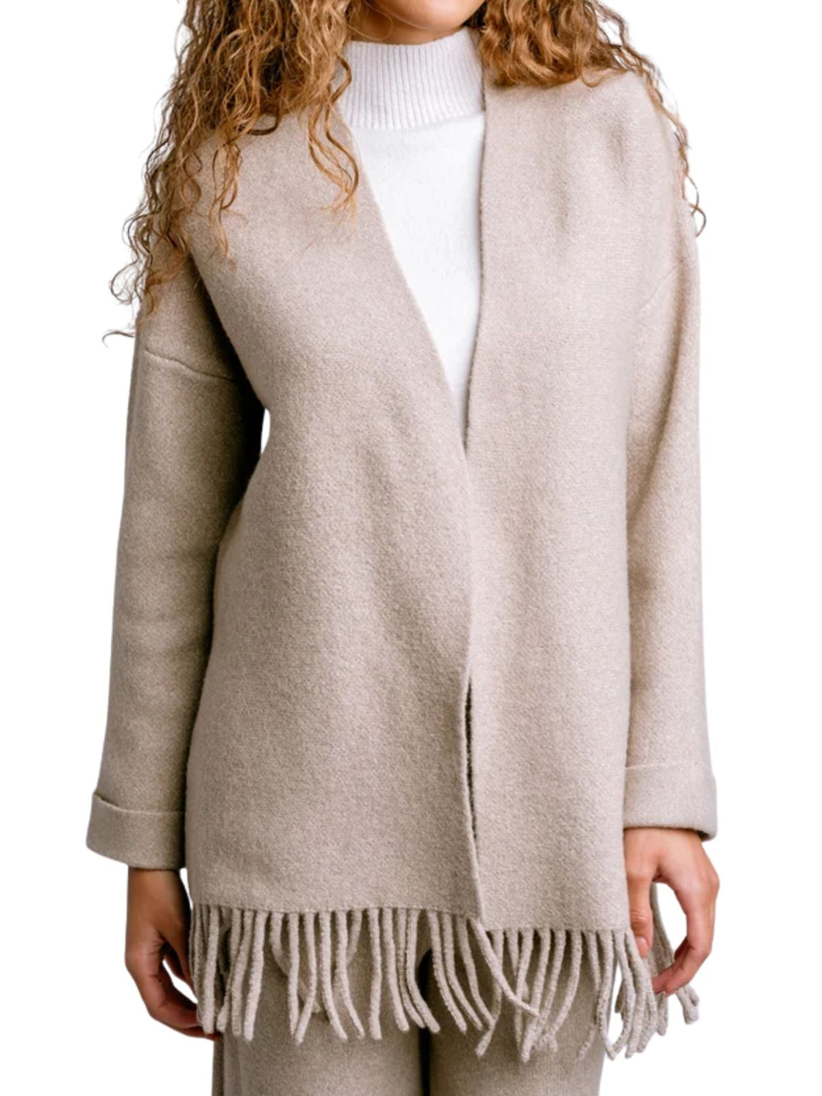 Kerisma Sachi Fringe Cardigan in Warm Wheat