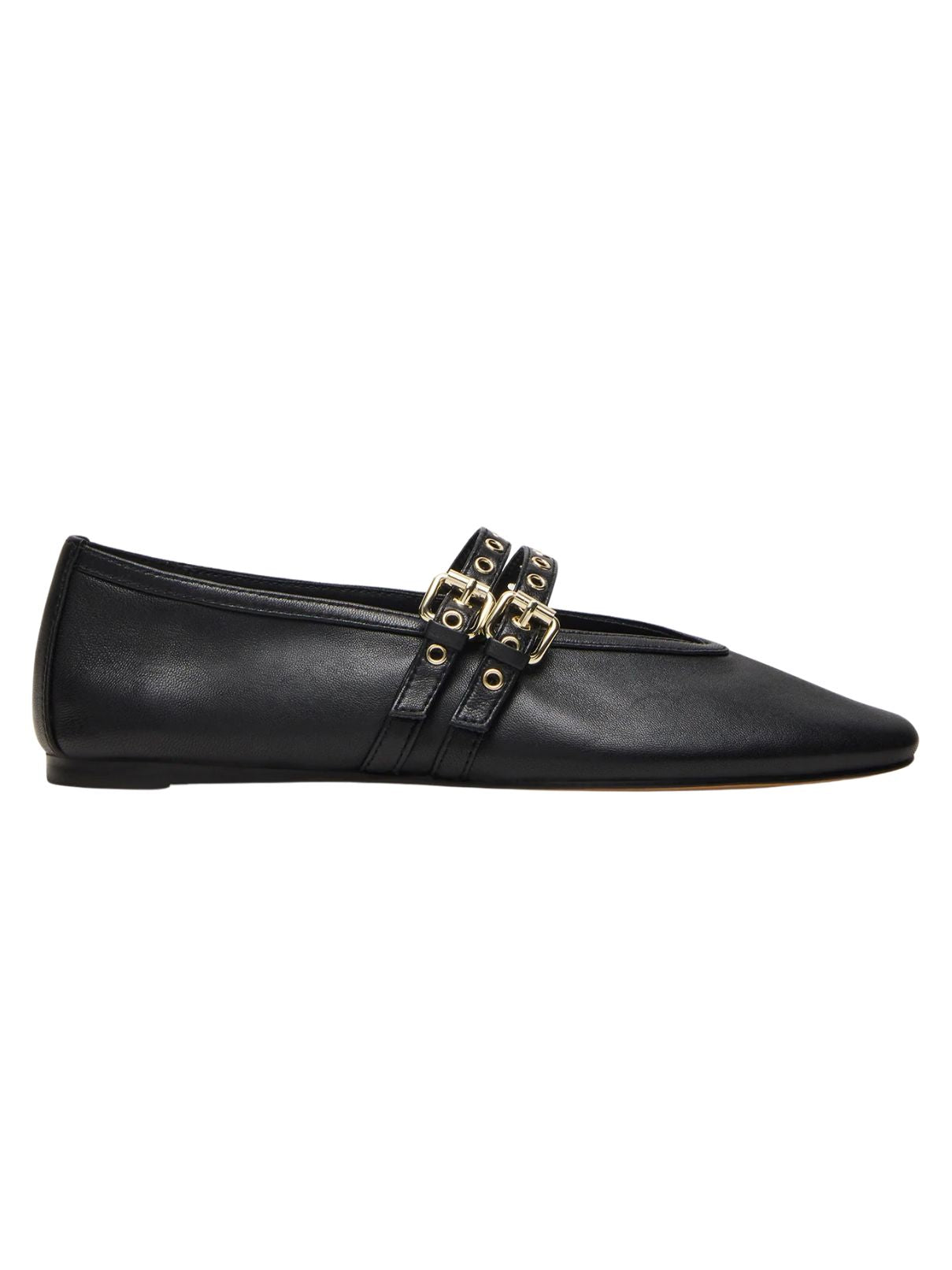 Lydia Flat Black Leather