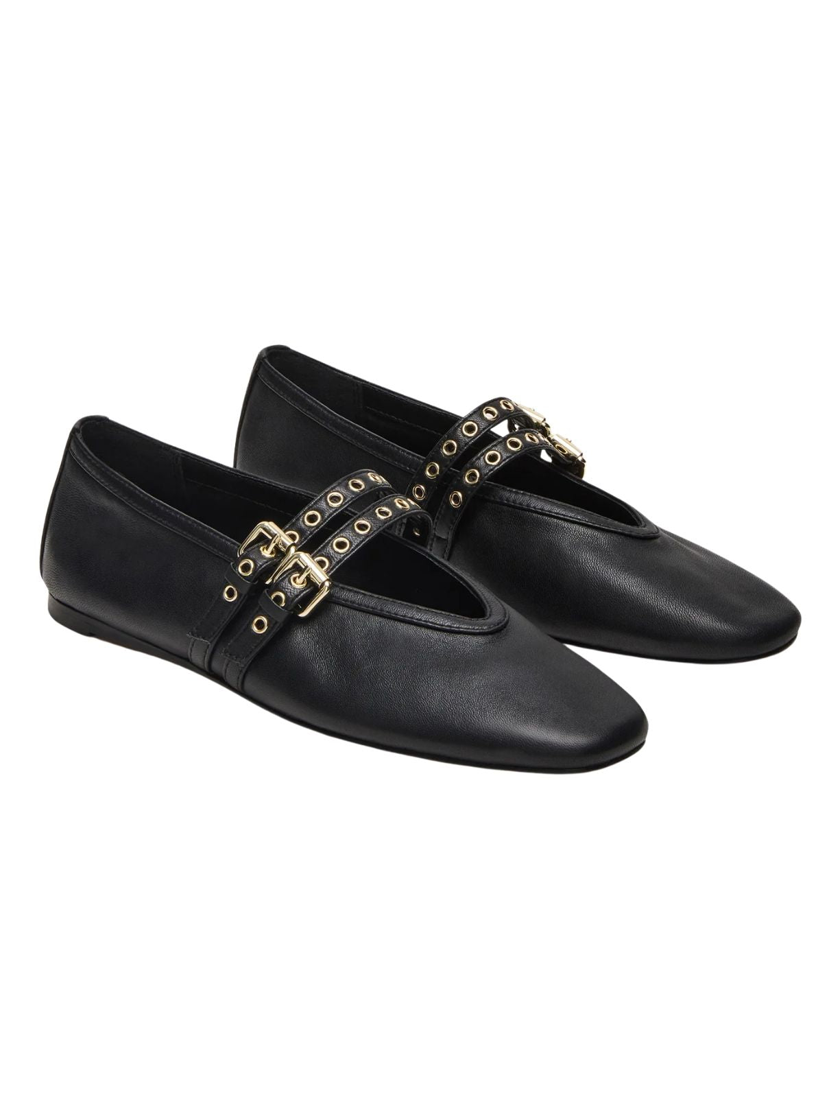 Lydia Flat Black Leather