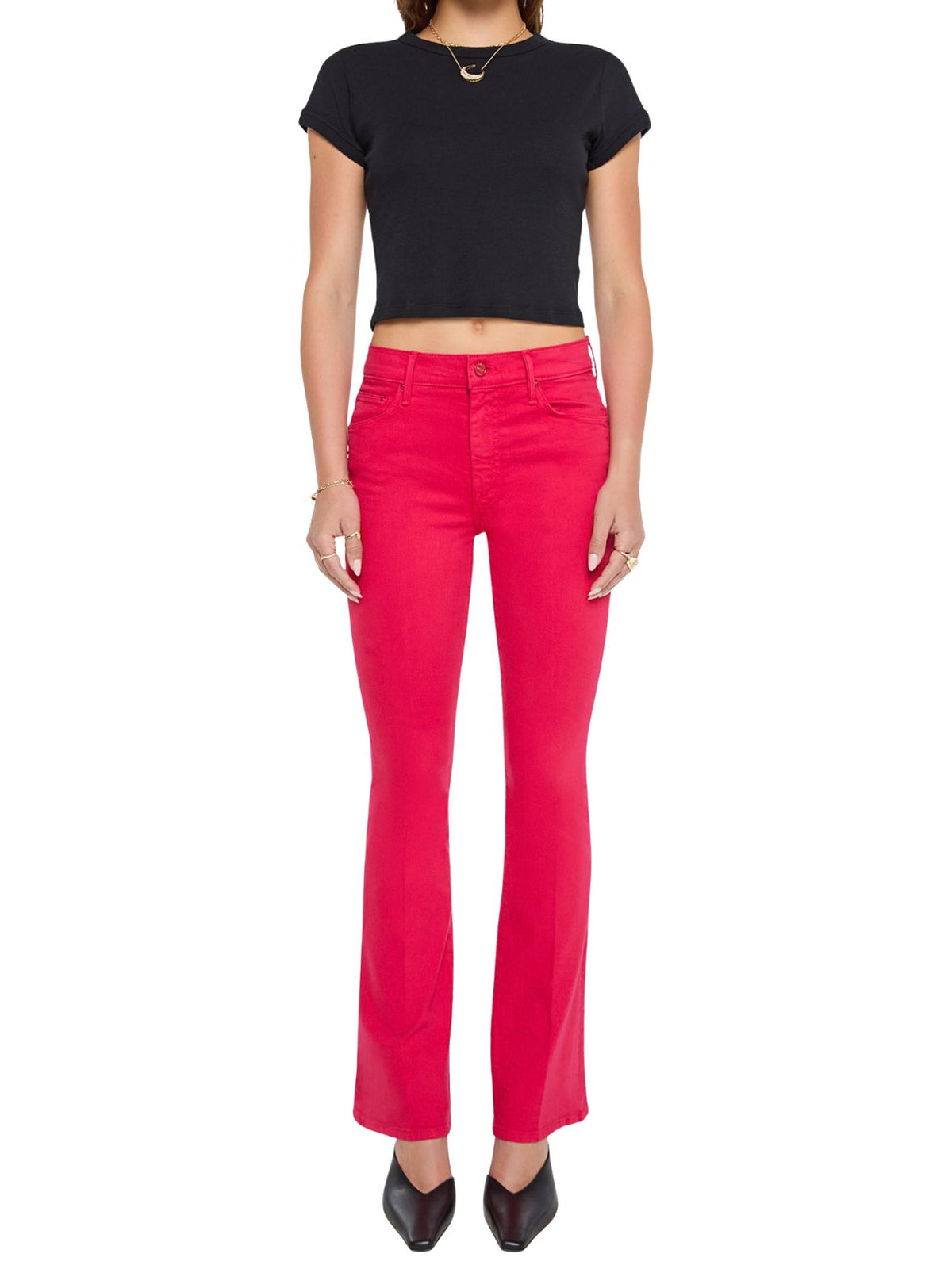 MOTHER The Weekender Flare Jeans in Virtual Pink