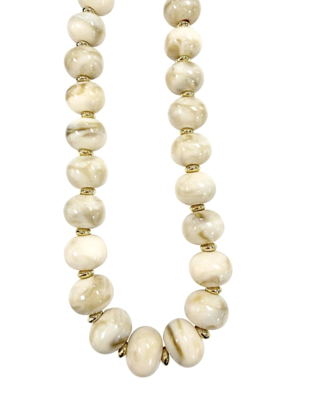 Marble Chunky Beaded Necklace in Cream