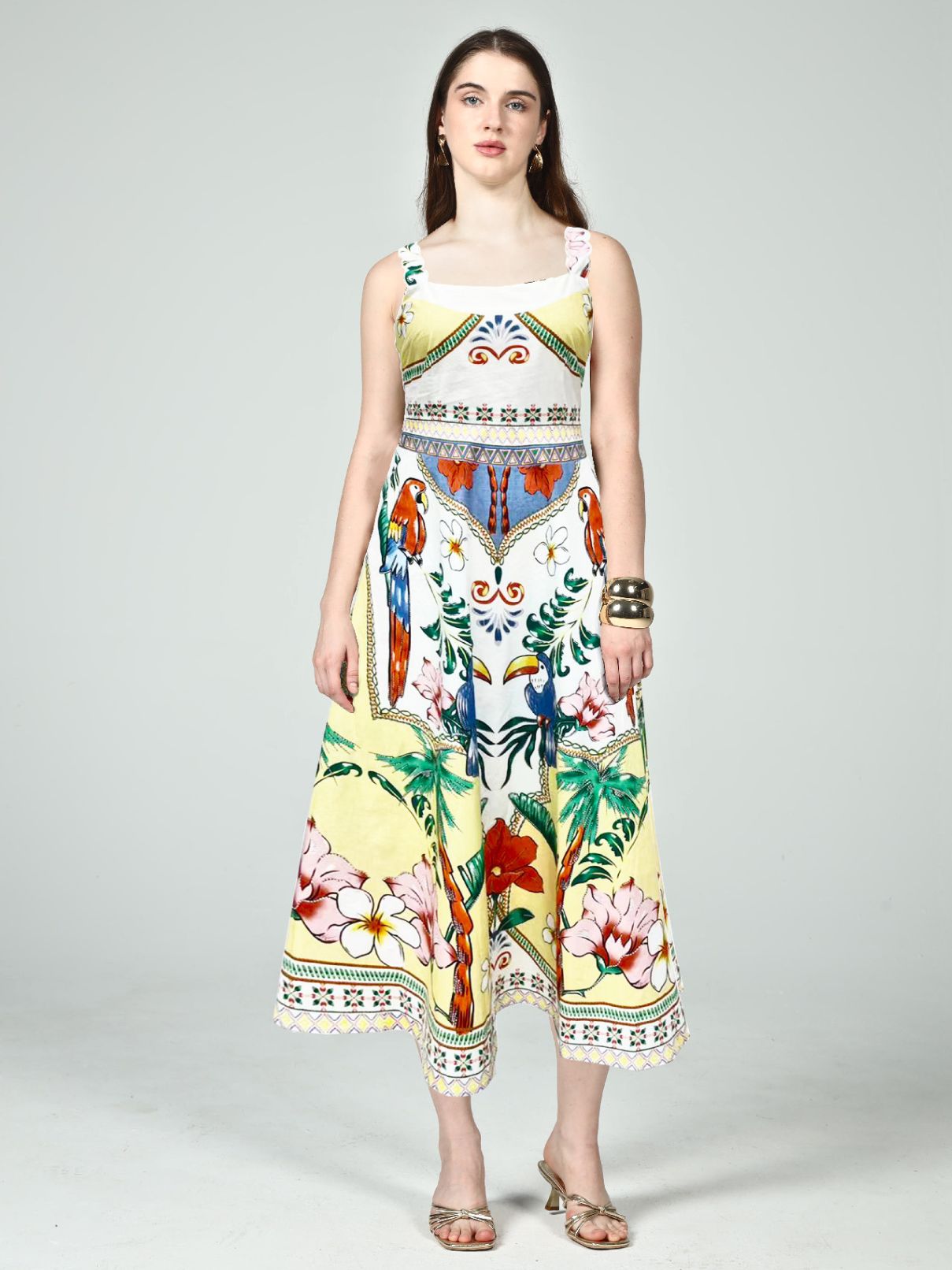 Mariah Embroidered Enchanted Tropics Midi