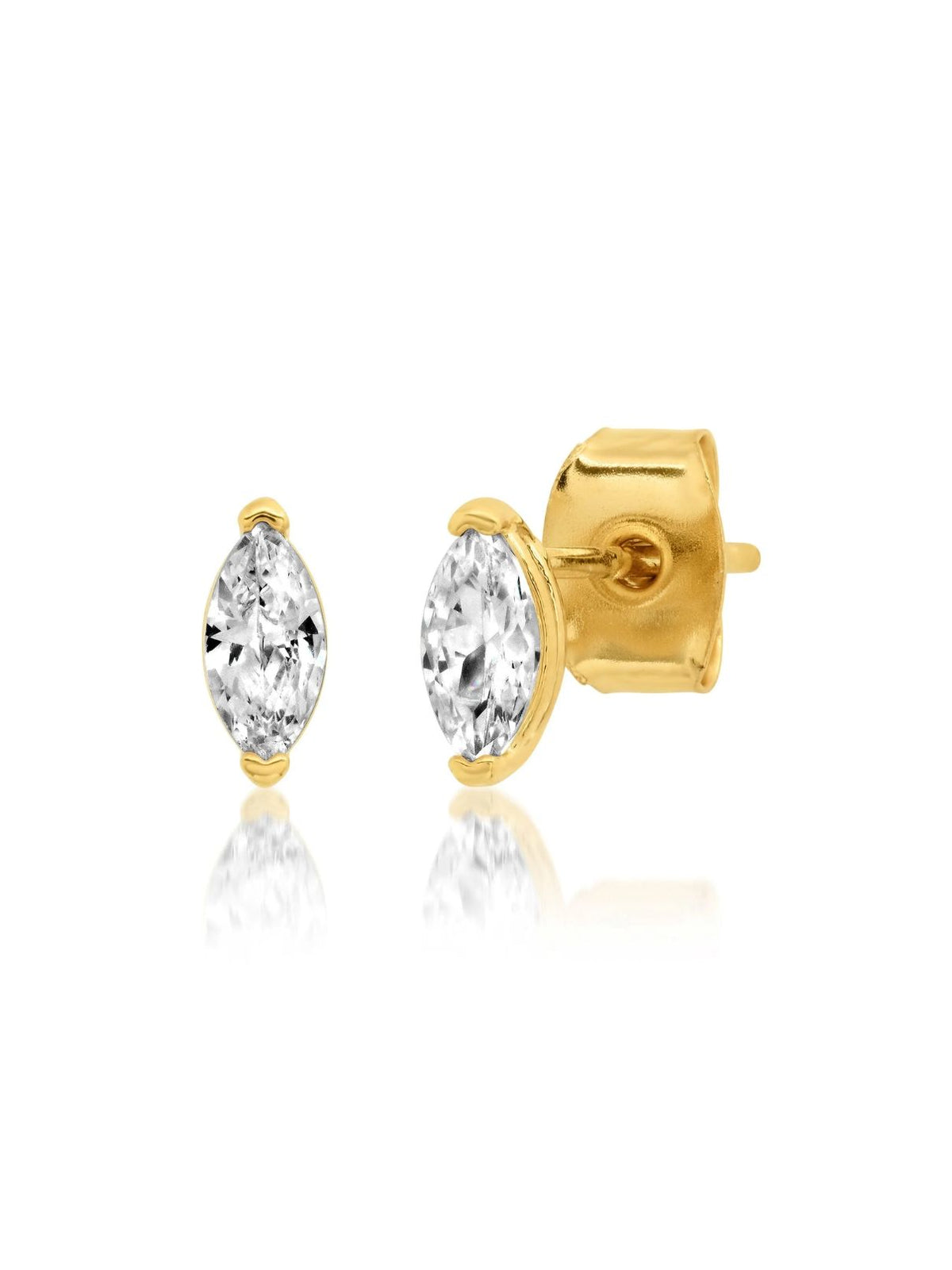 Marquise CZ Stud Earrings in Gold