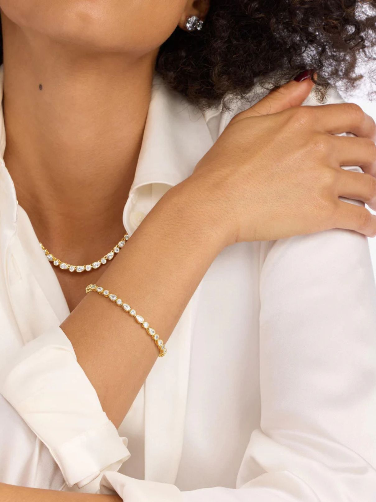 Melinda Maria 7.5" Isla Tennis Bracelet Gold