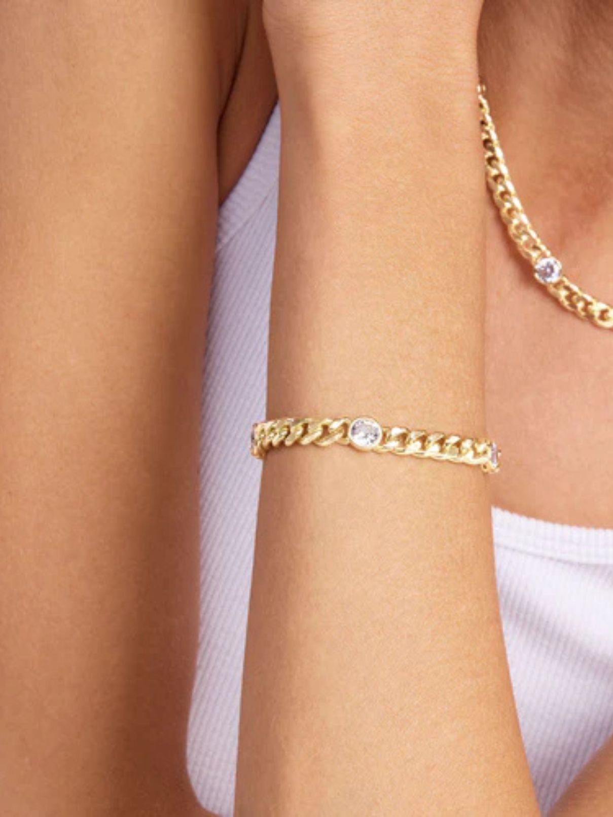 Melinda Maria 7.5" Julian Triple Diamond Bracelet in Gold