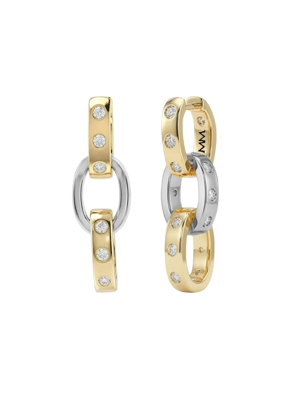 Melinda Maria Ashley Chain Convertible Earrings in Mixed Metal/White Diamondettes