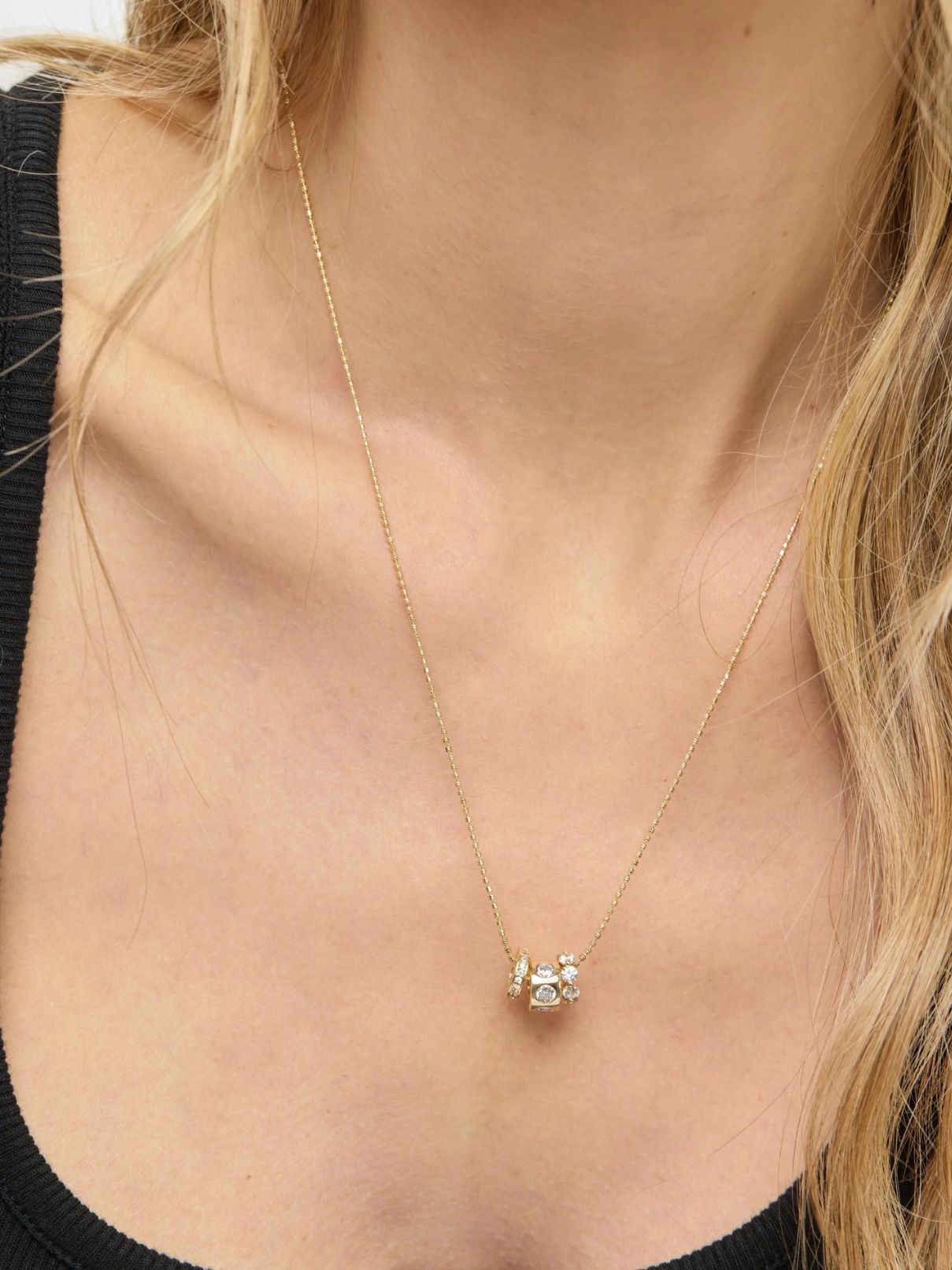 Melinda Maria Ashley Topanga Necklace in Gold | White Diamondettes