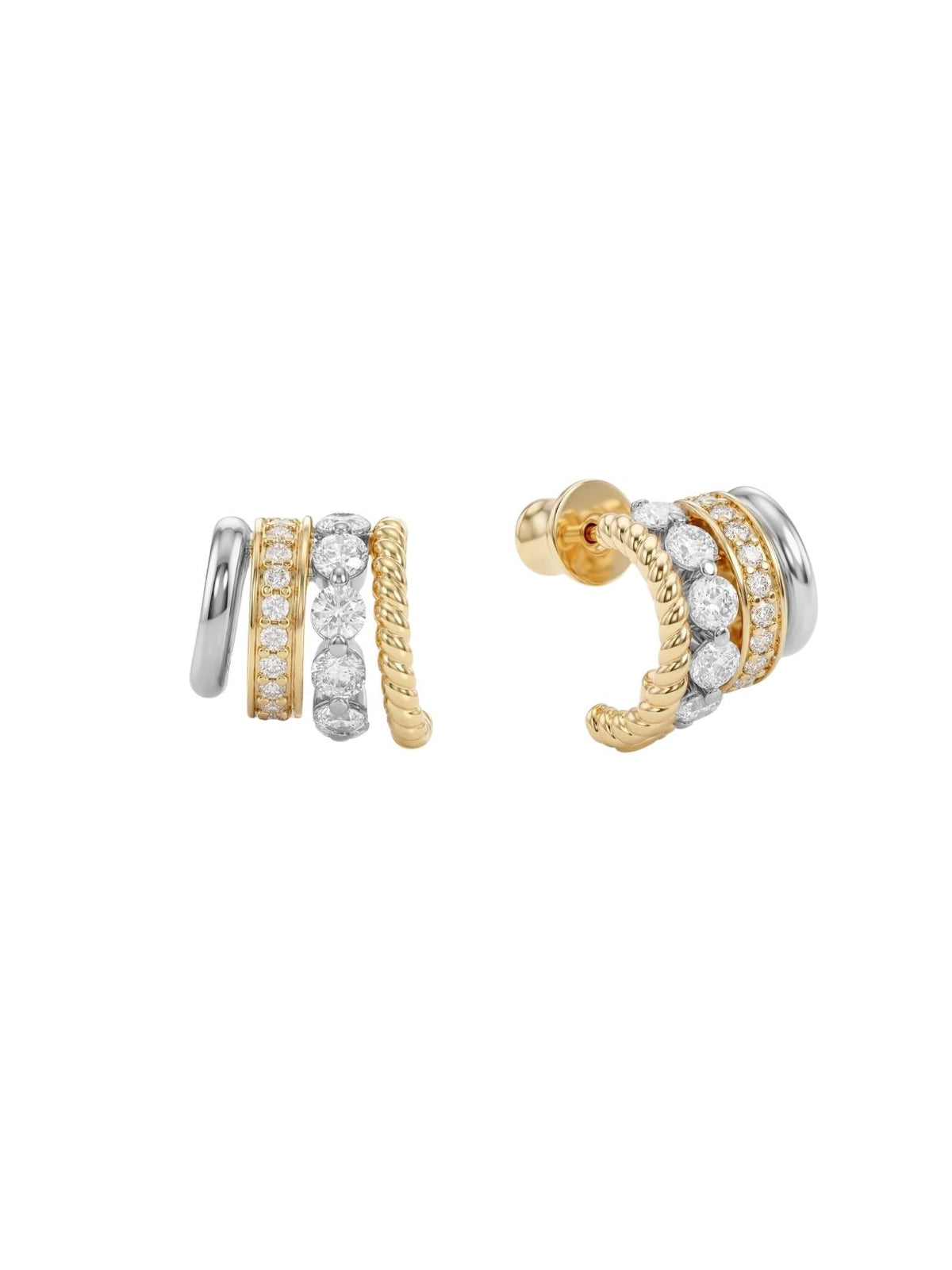 Melinda Maria Ashley Venice Earrings in Mixed Metal/White Diamondettes