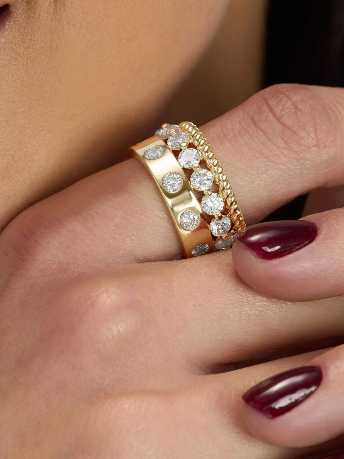 Melinda Maria Ashley Venice Ring in Gold/White Diamondettes