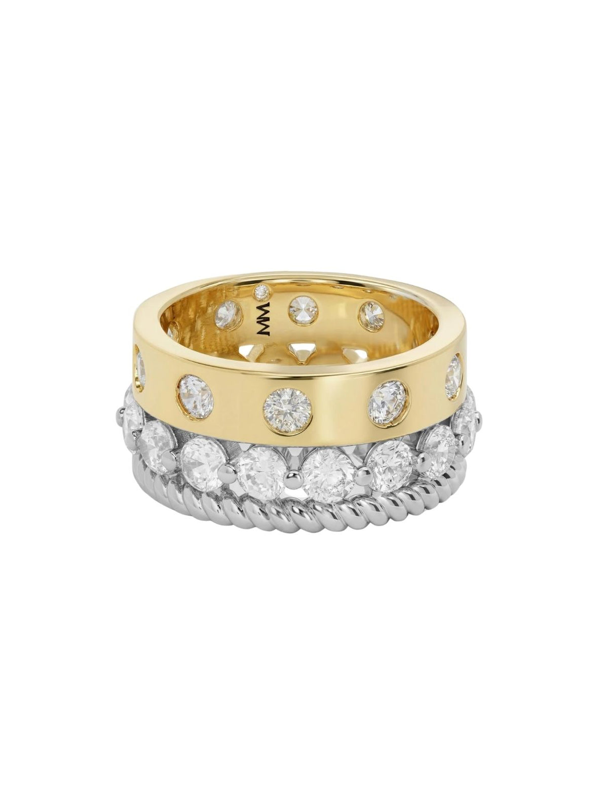 Melinda Maria Ashley Venice Ring in Mixed Metal/White Diamondettes