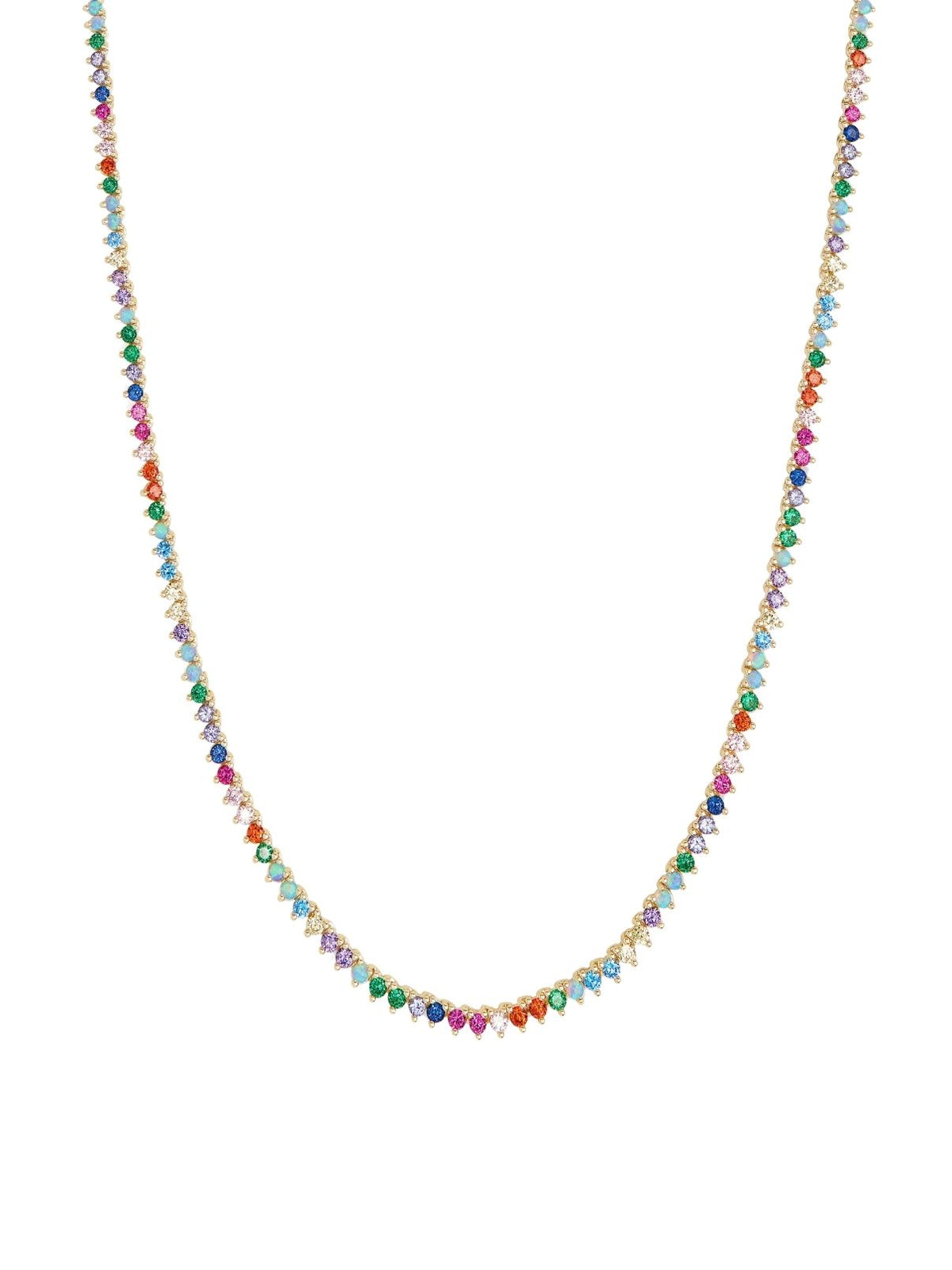 Melinda Maria Baby Not Your Basic Tennis Necklace 2mm in Gold/Multi Stone