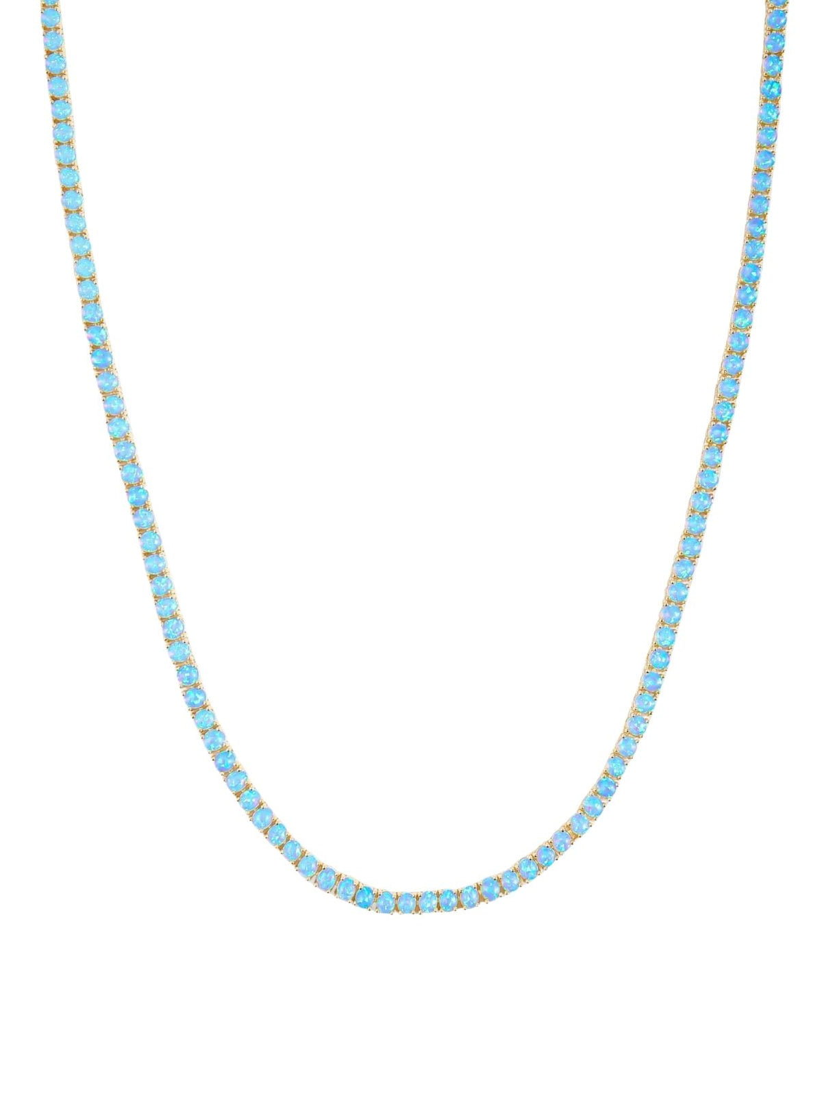 Melinda Maria Grand Heiress Tennis Necklace 4mm in Gold/Blue Opal – 18"